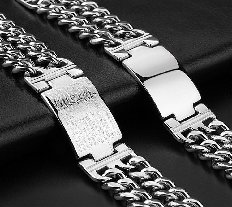 Classic Men's Titanium Steel Cross Bracelet