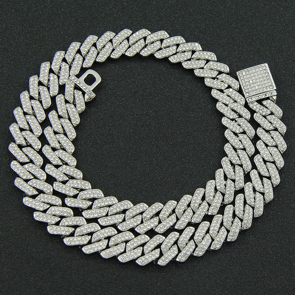 Men's Hip-Hop Diamond Cuban Link Necklace (Bold Style)