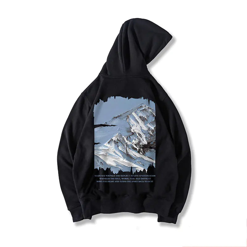 Autumn Snow Mountain Graphic Oversized Hoodie for Men