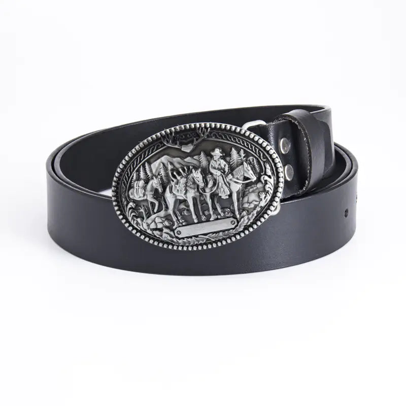 Retro Punk Leather Belt for Men - Western Style Gift