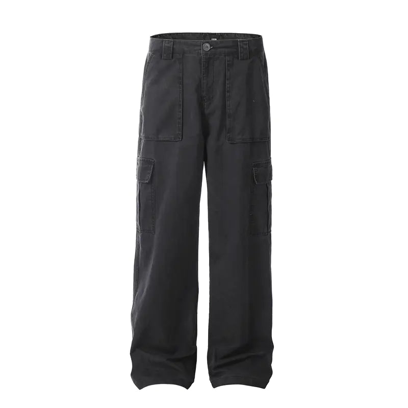 Vintage Wash Loose Fit Straight Leg Pants for Men