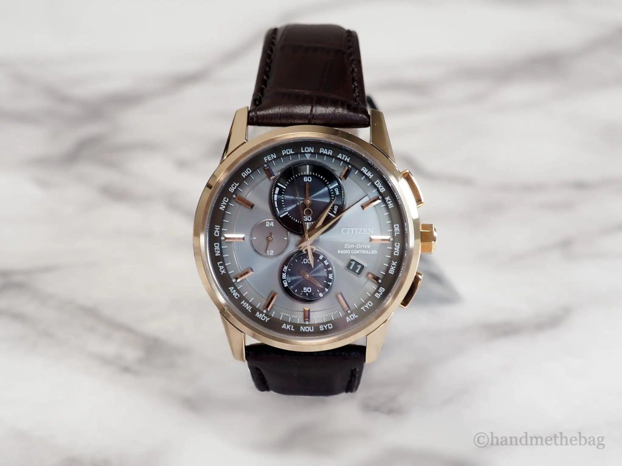 Citizen (AT8113-04H) World Chronograph A-T Brown Crocodile Print Strap Watch