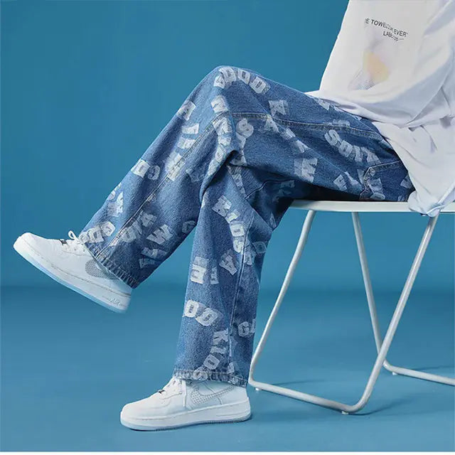 Unisex Loose Fit Denim Hip Hop Pants for Men