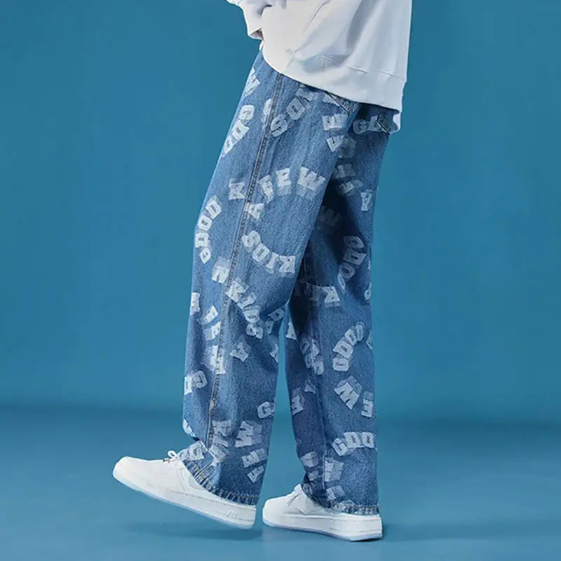 Unisex Loose Fit Denim Hip Hop Pants for Men