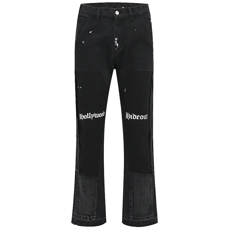 High Street Heavy Wash Flared Pants for Men