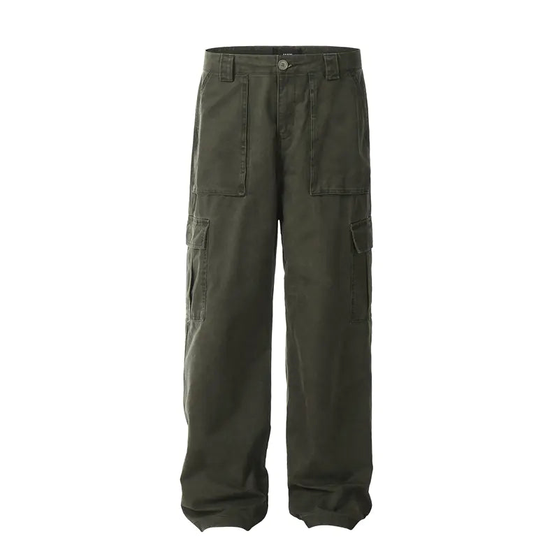 Vintage Wash Loose Fit Straight Leg Pants for Men