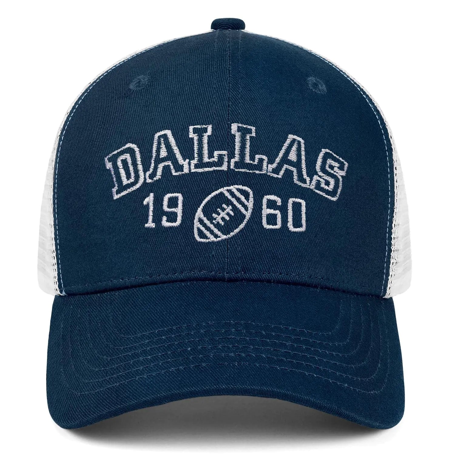 Jcrevfu Dallas Hat City Embroidered Trucker Hat for Men Women Mesh Baseball Cap Navy-Blue